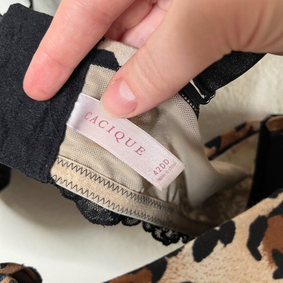 Cacique by Lane Bryant Womens Leopard Print Underwire balconette Bra 42DD - Picture 5 of 9